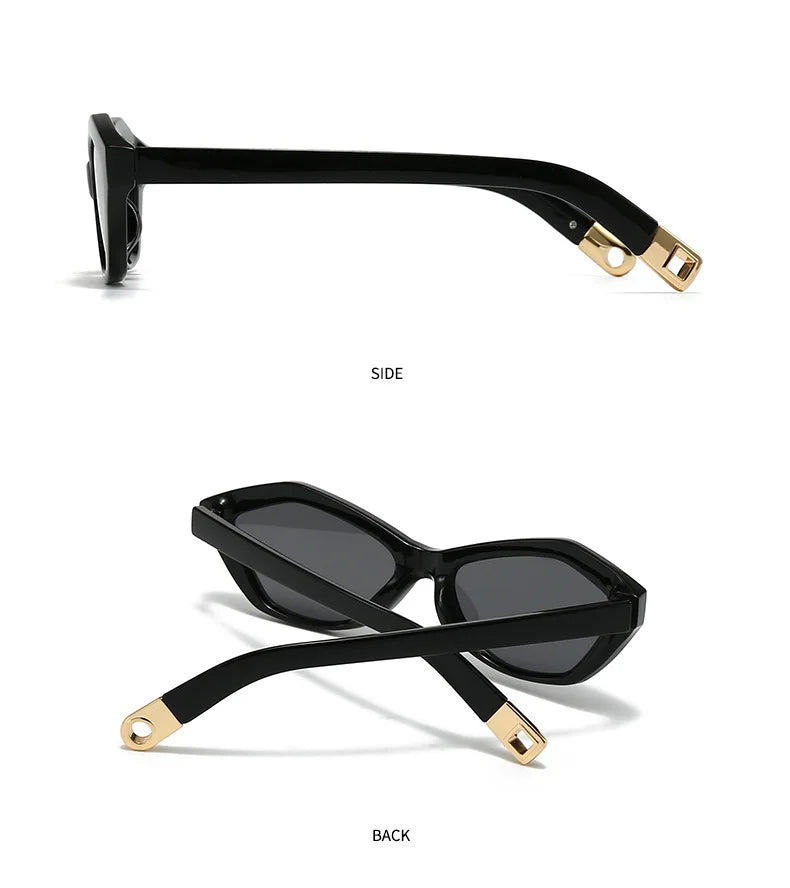 Fashion UV400 Cat Eye Sunglasses for Women Outdoor Stylish Retro Eyewear with Unique Temple Design Sun Glasses Gafas De Sol