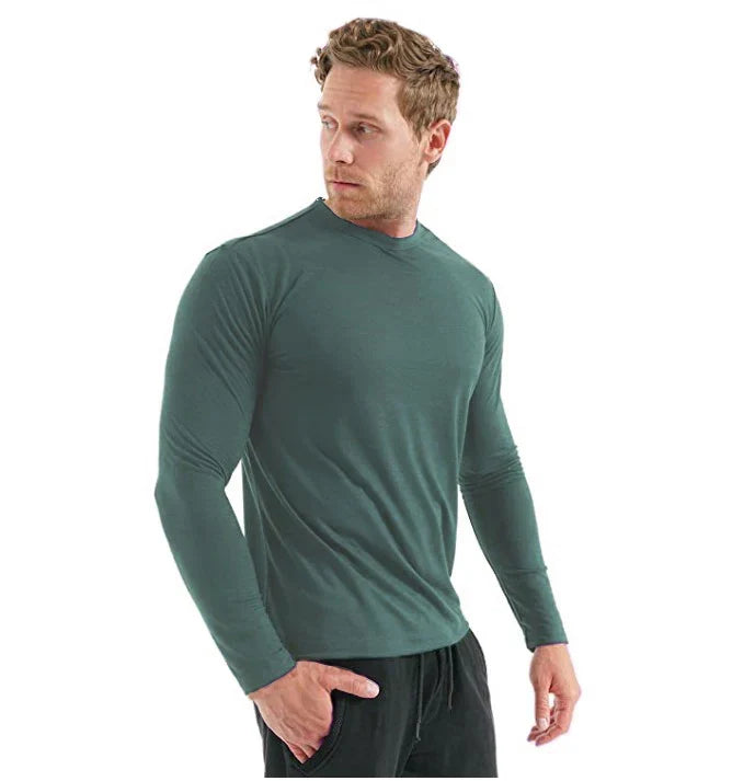 Men's 100% Merino Wool Base Layer Shirt 240G Thermal Top Warm Wicking Breathable Anti-Odor Underwear Warm Clothing Base Layer