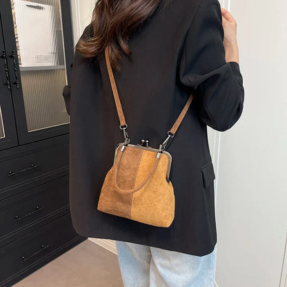 Women's Retro Frosted Splice Handbag Large Leisure Travel Trip Shopping Work Commuting Crossbody Shoulder Bag Elegant Clutch Bag