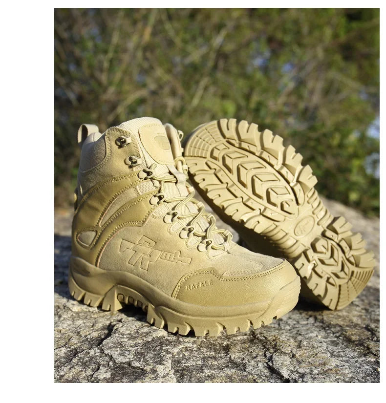 New Men Tactical Boots Army Breathable Desert High Quality Unisex Waterproof Male Hunting Boots Ankle Work Climbing Hiking Shoes