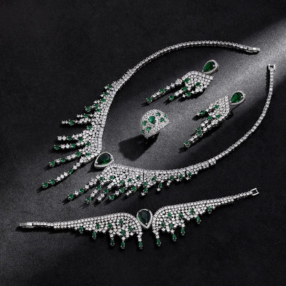 2024 New 4-piece Bridal Wedding Jewelry Set, Cubic Zirconia, Luxury Women's Jewelry, Women's Wedding Party Accessories