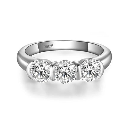 All 0.5ct D VVS1 Moissanite Ring for Women Sparkling Wedding Eternity Bands Sterling Silver 925 Rings Fine Jewelry Band