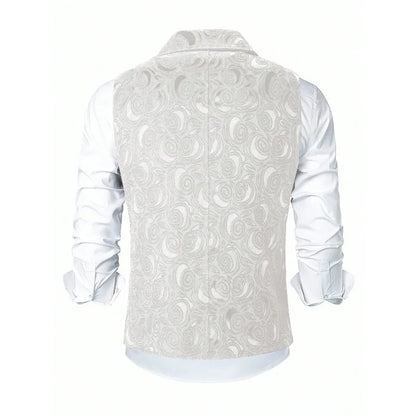 Suit Vest Men British Style Turn Down Collar Double-breasted Male Waistcoat Slim Printed Business Casual Man Coat Vest