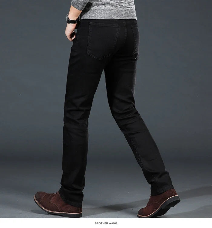 Men Plus Size Jeans 38 40 Slim Skinny Stretch Straight Classic Version of Simple Black Denim Pants Male Brand Clothing