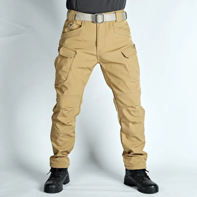 2024 City Cargo Pants Men Winter Tactical Fleece Sharkskin Warm Trousers Outdoor Waterproof Multi-Pocket Climbing Trekking Pants