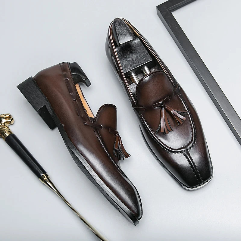 Fashion Shoe Office Shoes for Men Casual Shoes Breathable Leather Loafers Mens Driving Moccasins Comfortable Slip on 2023 Brown