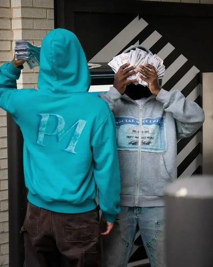 Gray Y2K Harajuku Dollar Print Hoodie Euro Street Style Best Seller Viral Harajuku Inspired Gray Cash Graffiti Design Streetwear