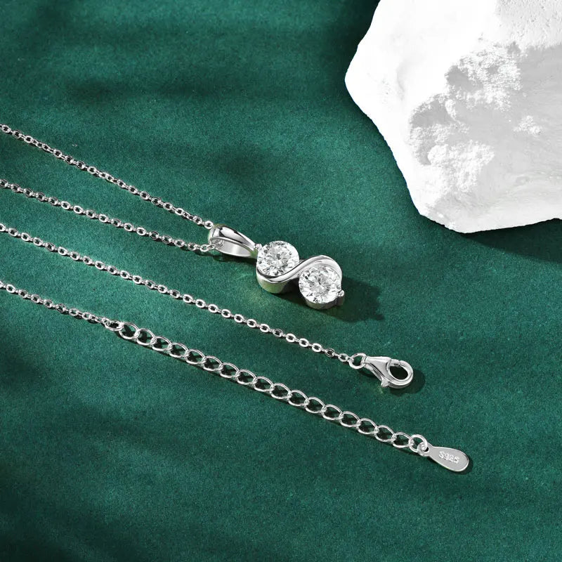 GRA Certified 1CT Moissanite Round Pendant Necklaces for Women 925 Sterling Silver Fine Jewelry Chains for Wedding Gift
