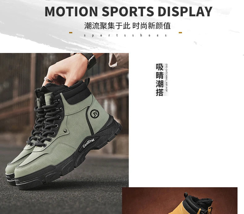 Mens Boots Casual Shoes Winter Platform Leather Designer Luxury Chelsea Cowboy Outdoor Work Safety Ankle Sneakers 2025