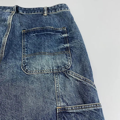 Autumn Men's Jeans With Multiple Pockets Workwear Pants Leg Pants Retro Straight Leg Pants Casual Pants