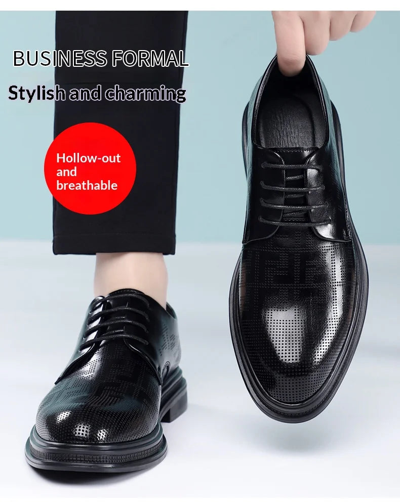 summer Men Elevator Shoes Dress Shoes Formal Leather Quality Busincess Lift 6CM 8CM Height Increased Man Elegance Wedding Shoes
