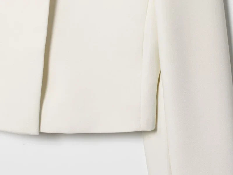 2025 autumn winter new professional women's simple fashion white short commuting zhongshan collar suit jacket