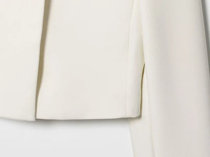 2025 autumn winter new professional women's simple fashion white short commuting zhongshan collar suit jacket