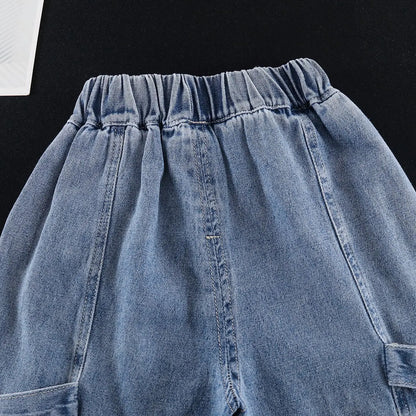 New Summer Fashion Baby Boys Clothes Suit ChildrenPocket Patch T-shirt+ Denim Shorts 2Pcs/Set Toddler Clothing Kids Tracksuits