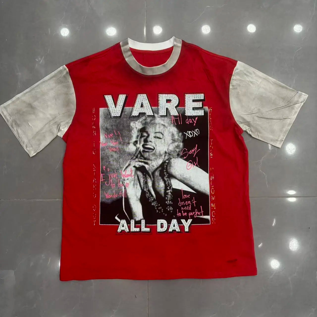 Streetwear Letter Rhinestone Cotton Short Sleeve Tshirts for Men and Women Harajuku Hip Hop Loose Shinning Diamond Tees Oversize