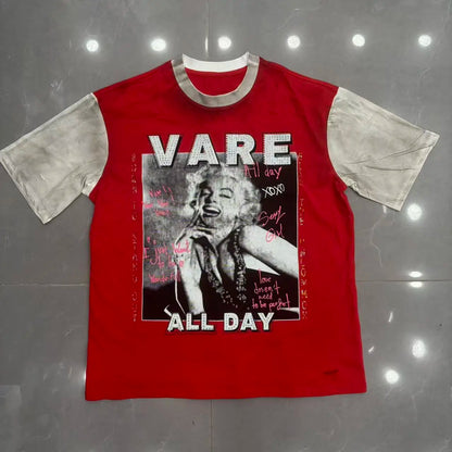 Streetwear Letter Rhinestone Cotton Short Sleeve Tshirts for Men and Women Harajuku Hip Hop Loose Shinning Diamond Tees Oversize