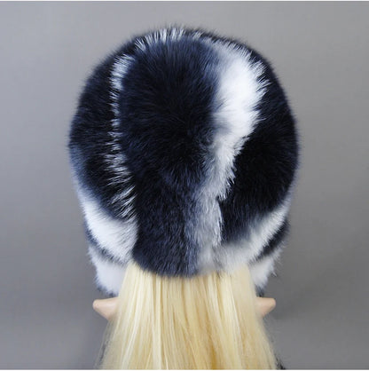Hot Sale Lady Winter Warm Luxury 100% Natural Fox Fur Hat Fashion Fluffy Fox Fur Rex Rabbit Fur Caps Women Real Fur Bomber Hats