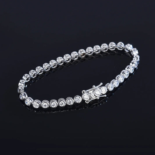 Bracelets de tennis ronds à bulles en moissanite de 2 mm 3 mm pour femme et homme, plaqué argent 925, chaîne de bracelet Hip Hop en or 18 carats