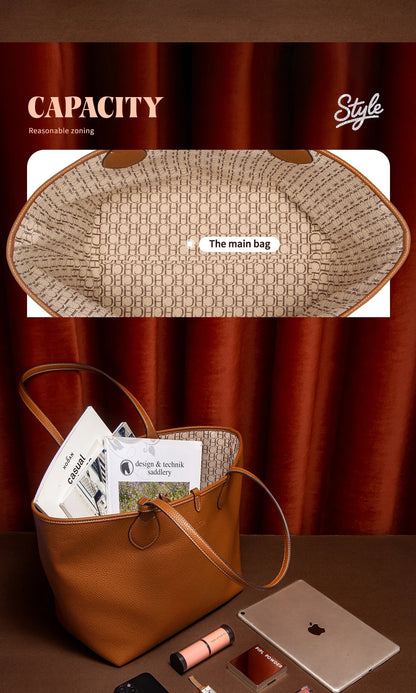 Double Sided Mother Child CaWomen's Tote Bag 2025 Autumn New Coffee Color Handbag