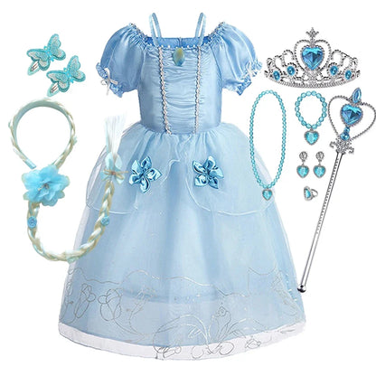2026 Girls Costume Sleeping Beauty Aurora Princess Party Rapunzel Halloween Snow White Cosplay Costume Kid Cinderella Dress up