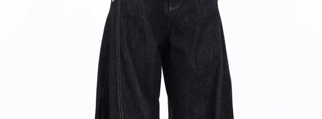 American Retro Deconstructed Bla Knife  Jeans Women's Loose Silhouette Wide Leg Floor Length Trousers Casual High Waist...