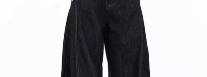 American Retro Deconstructed Bla Knife  Jeans Women's Loose Silhouette Wide Leg Floor Length Trousers Casual High Waist...