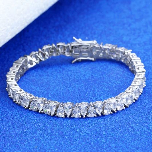 Bracelet de tennis pour femme en moissanite goutte d'eau de 0,35 carat en argent S925, bracelets de fiançailles en diamant de laboratoire taille poire avec certificat