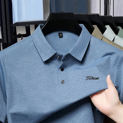 Premium Luxury Man New T-Shirt Polo Shirt Lapel Button Letter Print European Style Summer Hot-Selling Casual Sports MensClothing