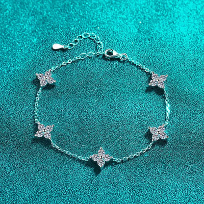 Clover GRA Certified 2cttw D Color Moissanite Bracelet for Women Girl 925 Silver Pass Diamond Test Hand Link Bracelets Gift