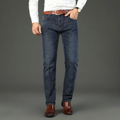Classic Business casual Jeans men 2026 New Fashion Blue Slim Stretch Denim Trousers Male high pants men Clothing