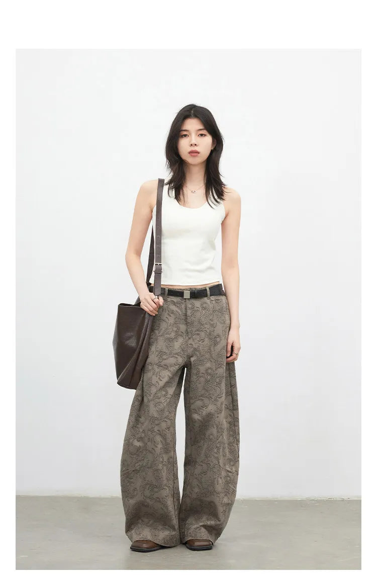 New Women Jeans Loose Casual High Waist Wide Leg Denim Pants Paisley Female Trousers Spring Autumn 2026