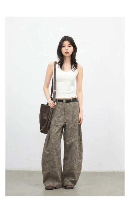 New Women Jeans Loose Casual High Waist Wide Leg Denim Pants Paisley Female Trousers Spring Autumn 2026