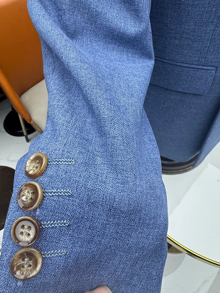 New Elegant Man Suit Two-Piece Dress Light Blue Modern Wedding Party Suits for Men Stylish Business Office Suit Tuxedo