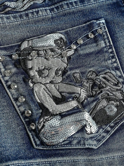 Women's Blue Denim Shorts Y2k Jeans Harajuku American Vintage High Waist Jorts Casual Jeans 2000s Embroidery Sexy Clothes Summer