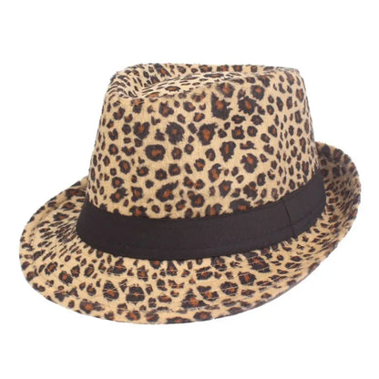 Autumn Winter Women's Fashion Top Hat Sexy Fashion Jazz Hat British Retro Gentleman Hat Men Leopard Animal Fedoras Top Party Hat