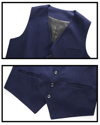 Men's Large Size Three-Piece Suit Set - High-Quality Solid Color Fashion Business Professional Suit with Vest And Trousers