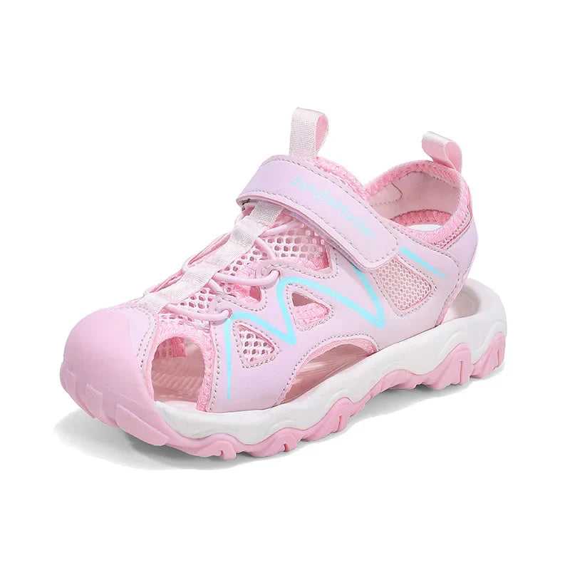 Kids Closed Toe Sport Sandals Adjustable Strap Mesh Non Slip Summer Shoes for Boys Children Outdoor Beach Casual Sandals Sneaker