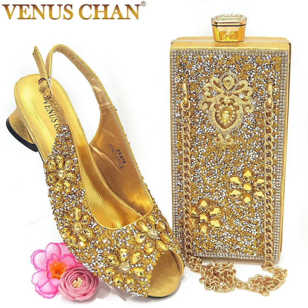 Summer Sandals for Party and Weddings Peep-Toe Bridal Shoes Women 2023 Comfortable Shoes and Bag Set for Lady