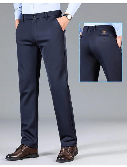 High Quality Summer Thin Embroidery Suit Pants Men Straight Classic Business Work Long Formal Trousers Male Plus Size 29-40 42