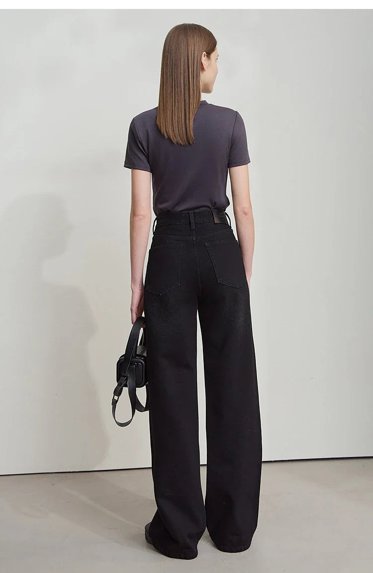 Minimalism Women Jeans 2025 Autumn Vintage Denim Pants Loose Wide Leg Pants Woman Casual Pants Female Trousers 12551002