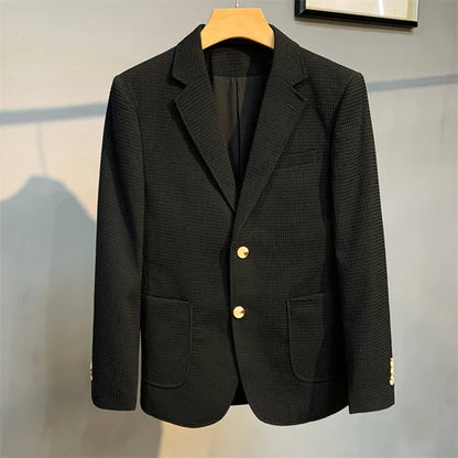British Style Striped Casual Suit Jackets Mens 2022 Waffle Slim Fit Business Blazers Coat Homme Formal Social Prom Tuxedo 4XL-M