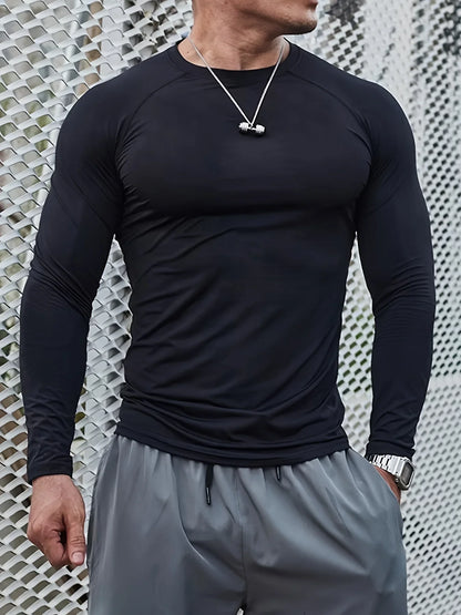 Fitness clothing, tight fitting clothes, men's quick drying sports, long sleeves, football, skiing, suitable for all seasons