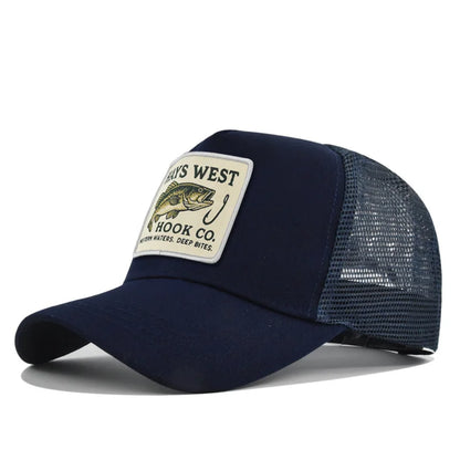 High Quality Fishing Embroidery Baseball Cap for Men Women Outdoor Fishing Snapback Mesh Hat Breathable Sunshade Dad Trucker Hat