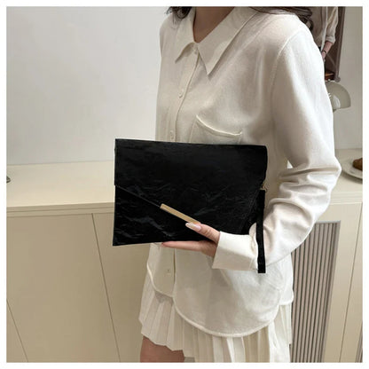 Fashion Women Clutch Soft PU Leather Solid Color Evelope Bag Wristlet Bags Female Small Handbags Day Clutches Evening Party Bags