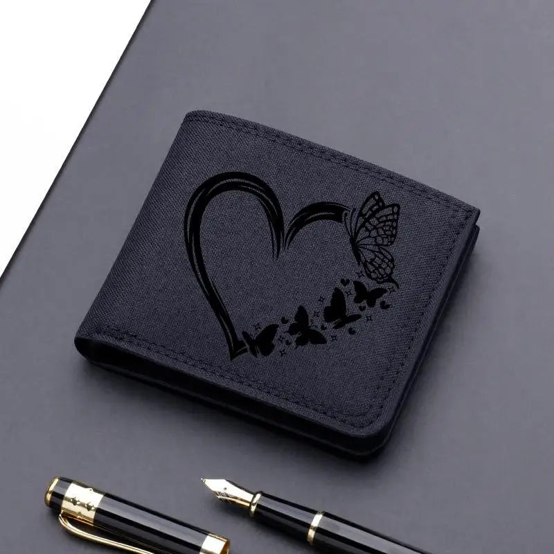 Horse Dragon Pattern Canvas Boy Girl Kids Wallet Black Card Holder Male Money Bag Bank Holder Short Purse Credit Card Case Bag