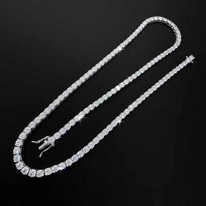 Luxury  Jewelry VVS Moissanite  Sterling Silver 925 Fashion Moissanite Tennis Chain Bracelet and Necklace For Women