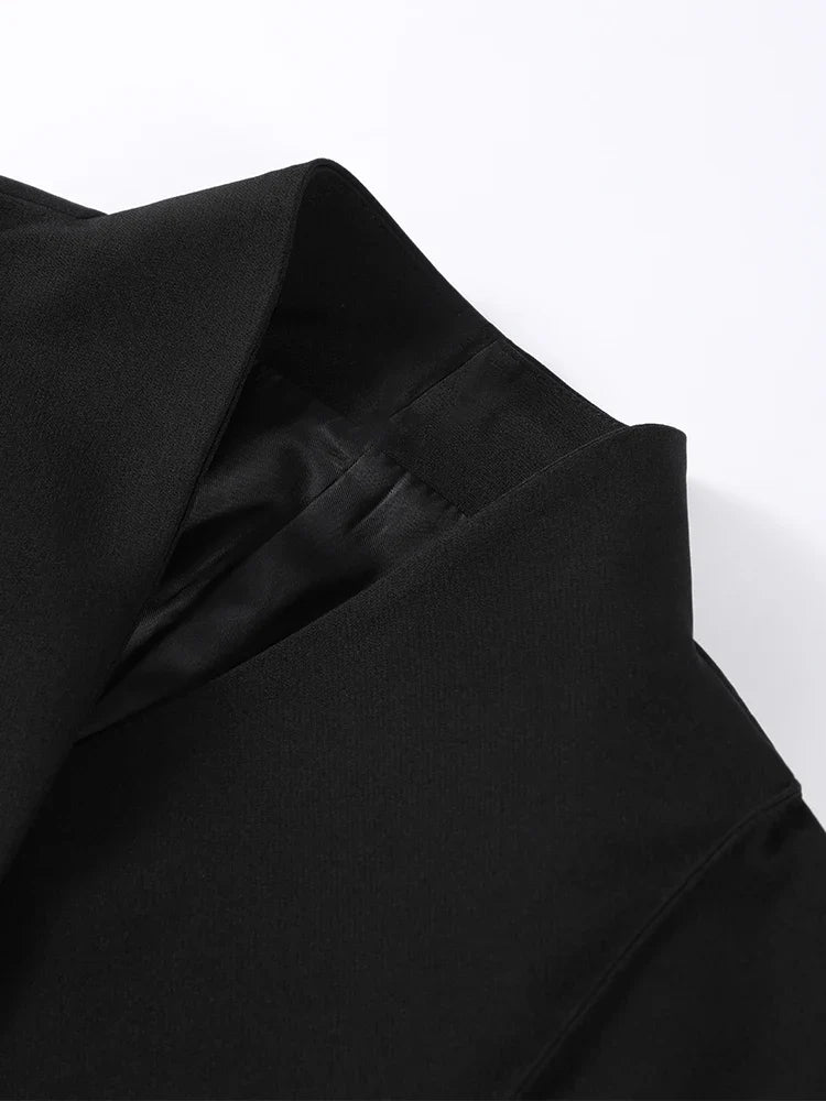 Elegant Women's Black Blazer Coat Long Sleeve Stand Collar Buckle Thick Jacket Female 2026 Spring Autumn Lady Commute Outwear