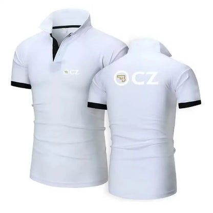 CZ Ceska Zbrojovka 2025 Men's New Summer Hot Sale Fashion Cotton Breathable Polos Shirt Casual Solid Color Slim Fit Top Clothing