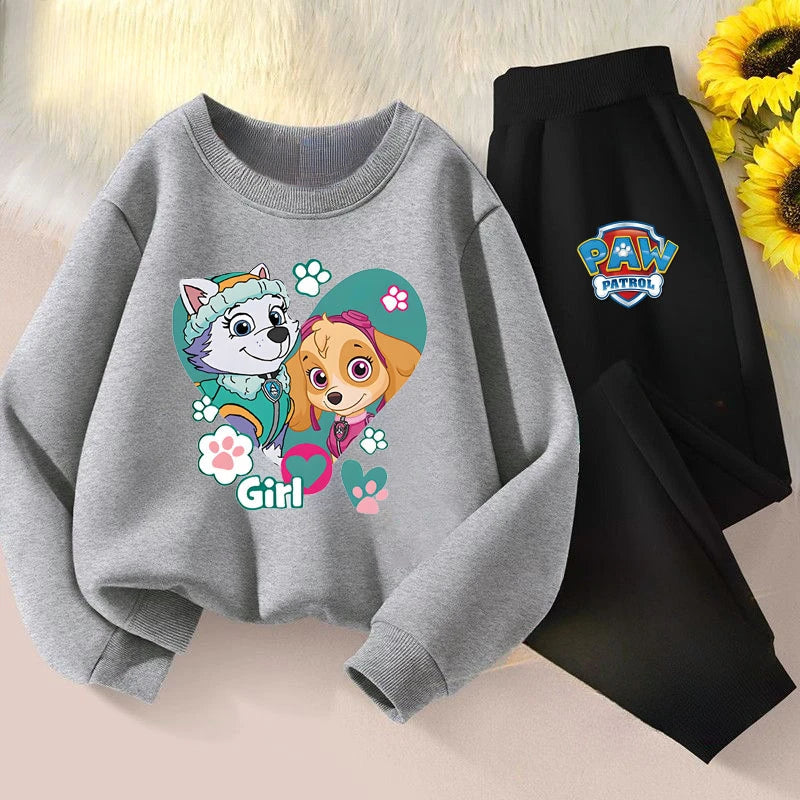 Boys and Girls Casual Hoodies Sets Cartoon Printed Children's Pullover Long Pant Two Piece Suit Kids Sweatsuit