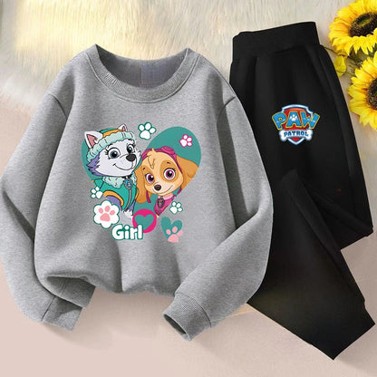 Boys and Girls Casual Hoodies Sets Cartoon Printed Children's Pullover Long Pant Two Piece Suit Kids Sweatsuit